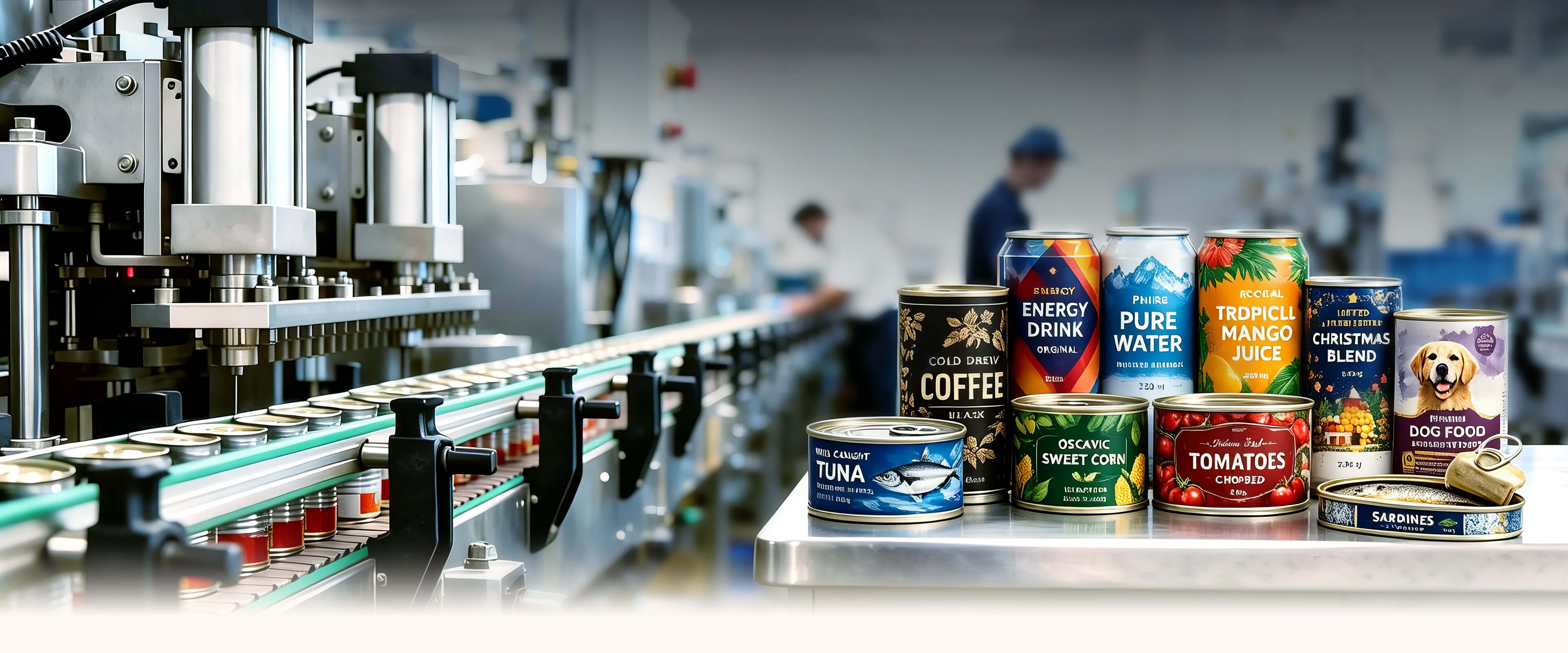 Integrated metal decorating and can making lines for food packaging